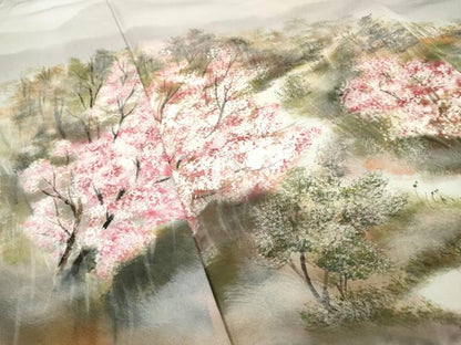 平和屋着物▼訪問着　作家物　手描き　風景文　正絹　逸品　DABI7330fe
