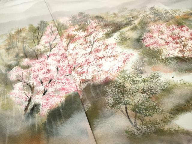 平和屋着物▼訪問着　作家物　手描き　風景文　正絹　逸品　DABI7330fe