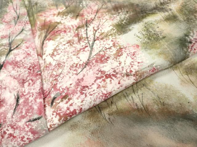 平和屋着物▼訪問着　作家物　手描き　風景文　正絹　逸品　DABI7330fe