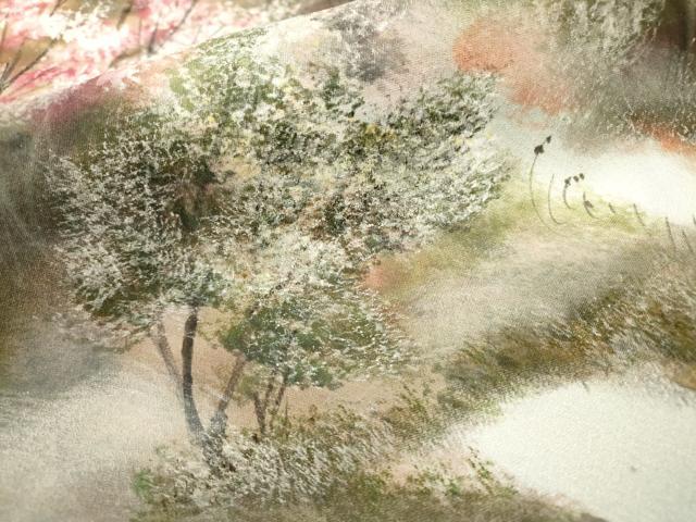 平和屋着物▼訪問着　作家物　手描き　風景文　正絹　逸品　DABI7330fe