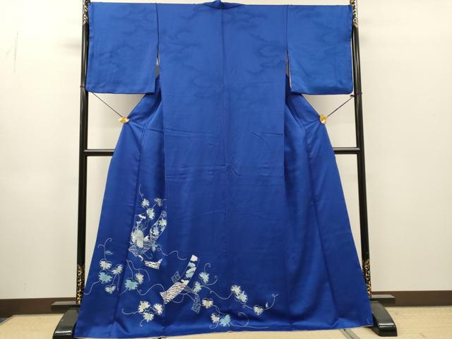 平和屋着物●訪問着　総刺繍　短冊花文　ロング丈　正絹　逸品　DABI7331fe