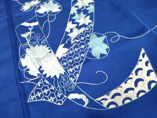 平和屋着物●訪問着　総刺繍　短冊花文　ロング丈　正絹　逸品　DABI7331fe