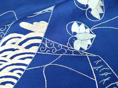 平和屋着物●訪問着　総刺繍　短冊花文　ロング丈　正絹　逸品　DABI7331fe