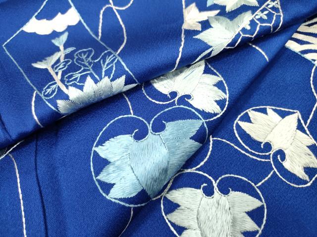 平和屋着物●訪問着　総刺繍　短冊花文　ロング丈　正絹　逸品　DABI7331fe