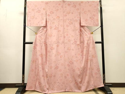 平和屋着物▼上質な小紋　花唐草文　正絹　逸品　DABI7334fe