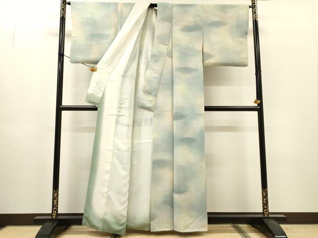 平和屋着物●上質な小紋　地紋起こし　流水文　暈し染　正絹　逸品　DABI7336fe