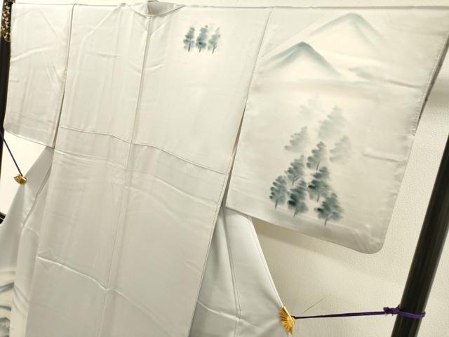 平和屋着物▼訪問着　手描き　飛鶴樹林文　暈し染　正絹　逸品　DABI7338fe