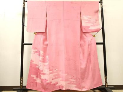 平和屋着物●訪問着　地紋起こし　流水花文　暈し染　正絹　逸品　DABI7341fe