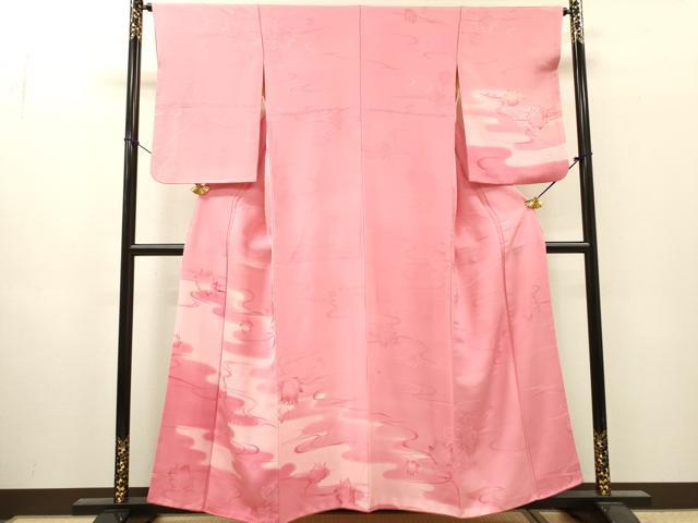 平和屋着物●訪問着　地紋起こし　流水花文　暈し染　正絹　逸品　DABI7341fe