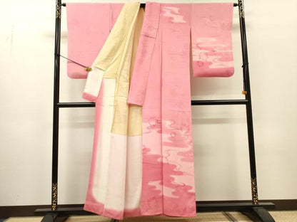 平和屋着物●訪問着　地紋起こし　流水花文　暈し染　正絹　逸品　DABI7341fe