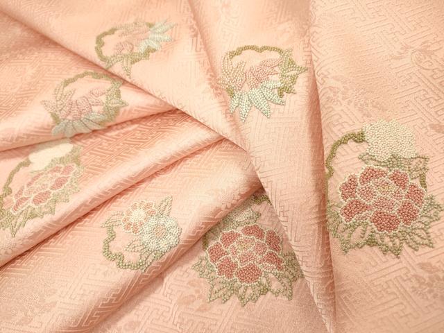 平和屋着物●中国三大刺繍　相良刺繍　総刺繍　訪問着　雪輪花文　正絹　逸品　DABI7348fe