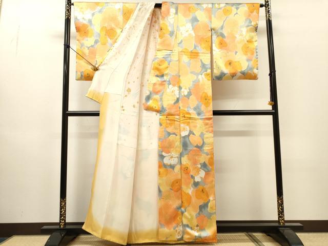 平和屋着物▼上質な小紋　草花　正絹　逸品　DABI7349fe