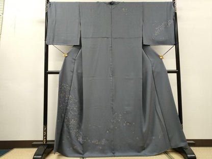 平和屋着物●訪問着　総刺繍　流水扇花文　金銀糸　正絹　逸品　DABI7353fe