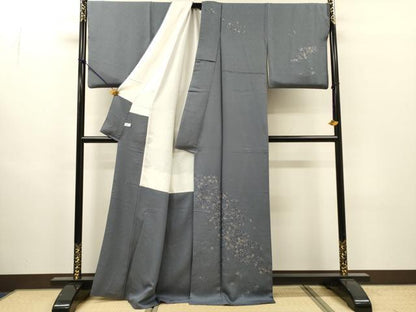 平和屋着物●訪問着　総刺繍　流水扇花文　金銀糸　正絹　逸品　DABI7353fe
