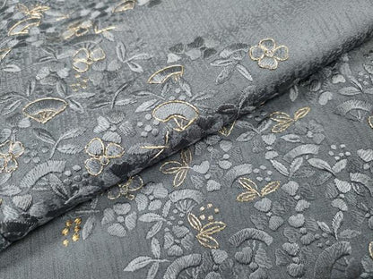 平和屋着物●訪問着　総刺繍　流水扇花文　金銀糸　正絹　逸品　DABI7353fe