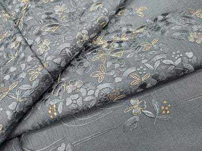 平和屋着物●訪問着　総刺繍　流水扇花文　金銀糸　正絹　逸品　DABI7353fe