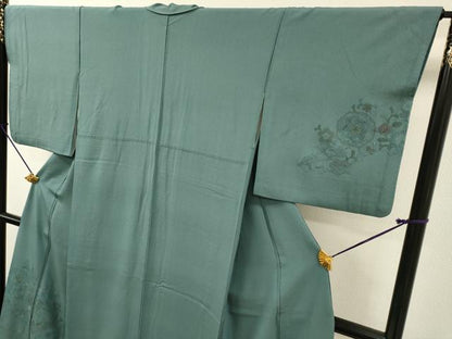平和屋着物▼中国三大刺繍　スワトウ刺繍　汕頭刺繍　総刺繍　訪問着　向かい鳥正倉院花唐草文　正絹　逸品　DABI7354fe