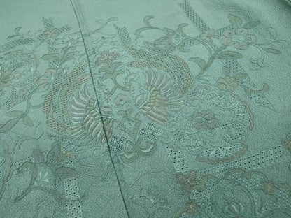 平和屋着物▼中国三大刺繍　スワトウ刺繍　汕頭刺繍　総刺繍　訪問着　向かい鳥正倉院花唐草文　正絹　逸品　DABI7354fe
