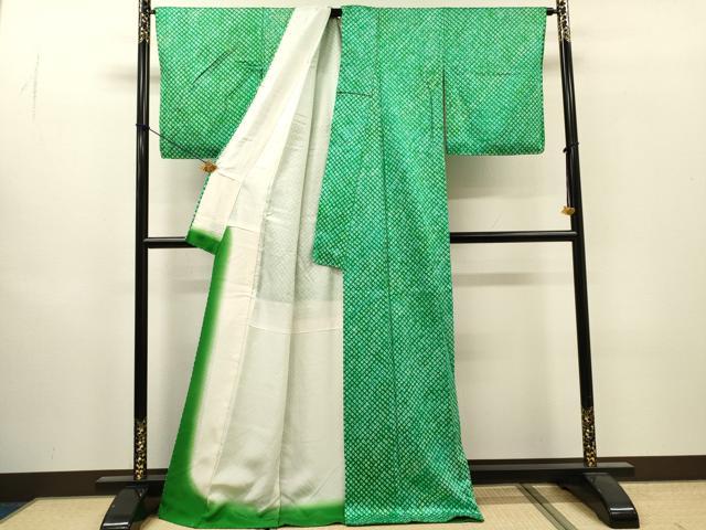 平和屋着物▼上質な小紋　総絞り　正絹　逸品　DABI7355fe