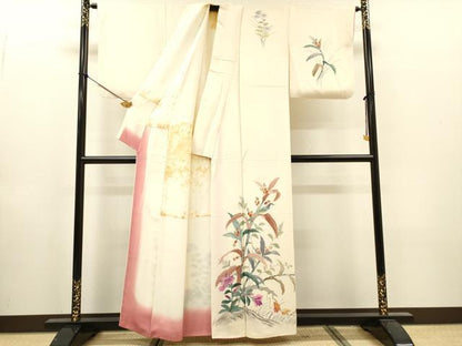平和屋着物▼訪問着　作家物　手描き　花鳥文　正絹　逸品　DABI7365fe