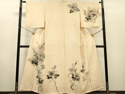 平和屋着物▼訪問着　作家物　手描き　枝花　正絹　逸品　DABI7373fe