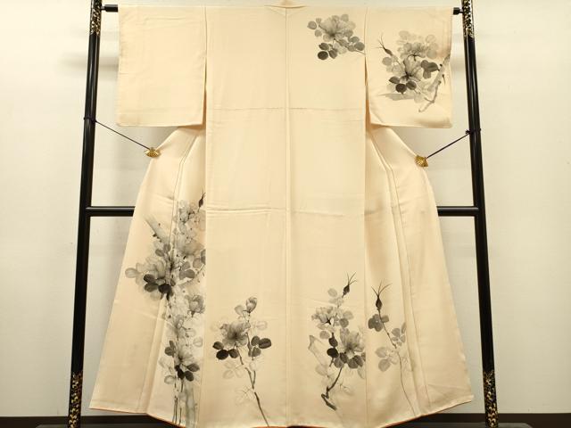 平和屋着物▼訪問着　作家物　手描き　枝花　正絹　逸品　DABI7373fe