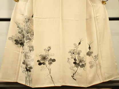 平和屋着物▼訪問着　作家物　手描き　枝花　正絹　逸品　DABI7373fe