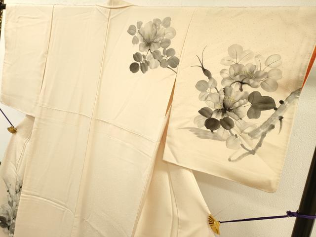 平和屋着物▼訪問着　作家物　手描き　枝花　正絹　逸品　DABI7373fe