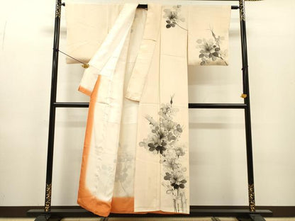 平和屋着物▼訪問着　作家物　手描き　枝花　正絹　逸品　DABI7373fe
