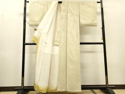 平和屋着物●上質な小紋　地紋起こし　流水舞花文　正絹　逸品　DABI7380fe
