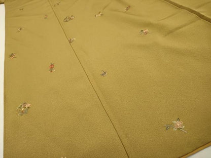 平和屋着物▼上質な小紋　総刺繍　草花　金糸　正絹　逸品　DABI7381fe