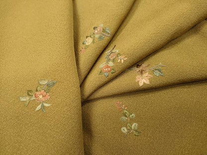 平和屋着物▼上質な小紋　総刺繍　草花　金糸　正絹　逸品　DABI7381fe