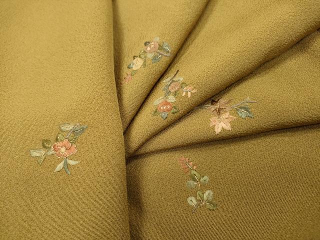 平和屋着物▼上質な小紋　総刺繍　草花　金糸　正絹　逸品　DABI7381fe