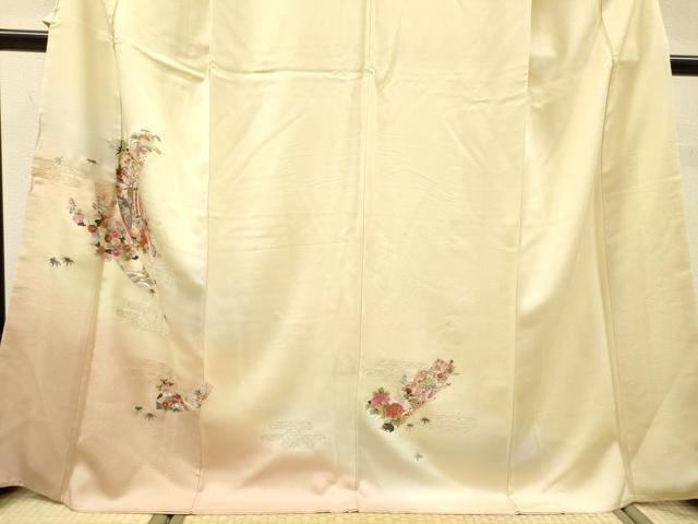 平和屋着物●中国三大刺繍　スワトウ刺繍　汕頭刺繍　相良刺繍　総刺繍　訪問着　御所車短冊花文　暈し染　正絹　逸品　DABI7383fe