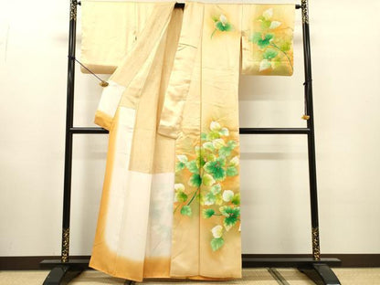 平和屋着物▼訪問着　刺繍　南天文　暈し染　金彩　正絹　逸品　DABI7385fe
