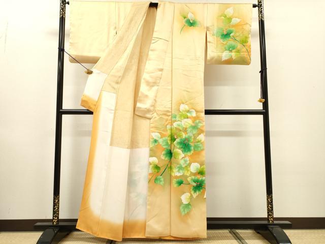 平和屋着物▼訪問着　刺繍　南天文　暈し染　金彩　正絹　逸品　DABI7385fe