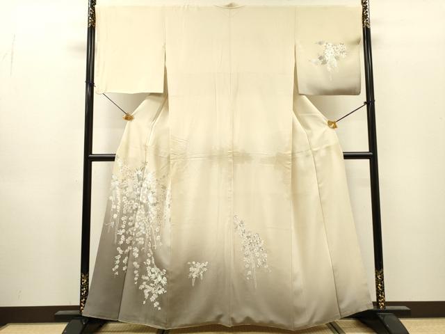 平和屋着物●訪問着　総刺繍　扇面飾花文　暈し染　金糸　正絹　逸品　DABI7393fe