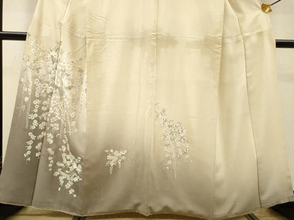 平和屋着物●訪問着　総刺繍　扇面飾花文　暈し染　金糸　正絹　逸品　DABI7393fe
