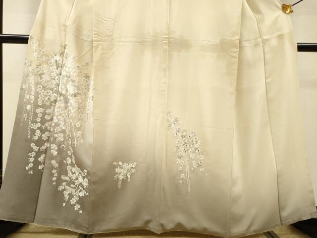 平和屋着物●訪問着　総刺繍　扇面飾花文　暈し染　金糸　正絹　逸品　DABI7393fe