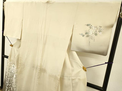 平和屋着物●訪問着　総刺繍　扇面飾花文　暈し染　金糸　正絹　逸品　DABI7393fe
