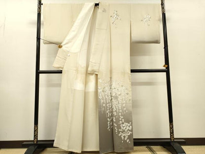 平和屋着物●訪問着　総刺繍　扇面飾花文　暈し染　金糸　正絹　逸品　DABI7393fe