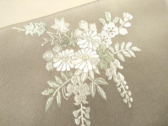 平和屋着物●訪問着　総刺繍　扇面飾花文　暈し染　金糸　正絹　逸品　DABI7393fe