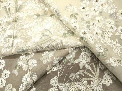 平和屋着物●訪問着　総刺繍　扇面飾花文　暈し染　金糸　正絹　逸品　DABI7393fe