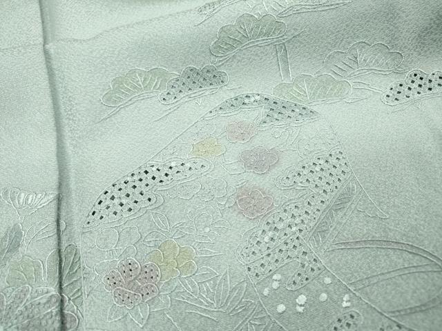 平和屋着物▼中国三大刺繍　スワトウ刺繍　汕頭刺繍　相良刺繍　総刺繍　訪問着　文箱花文　正絹　逸品　DABI7396fe