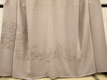 平和屋着物▼中国三大刺繍　スワトウ刺繍　汕頭刺繍　総刺繍　訪問着　渡り橋風景花文　正絹　逸品　DABI7404fe