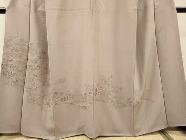 平和屋着物▼中国三大刺繍　スワトウ刺繍　汕頭刺繍　総刺繍　訪問着　渡り橋風景花文　正絹　逸品　DABI7404fe