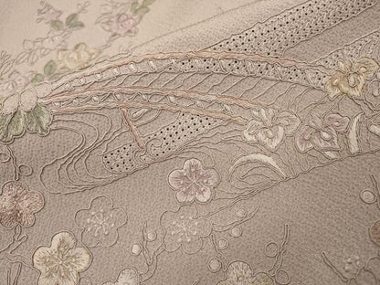 平和屋着物▼中国三大刺繍　スワトウ刺繍　汕頭刺繍　総刺繍　訪問着　渡り橋風景花文　正絹　逸品　DABI7404fe