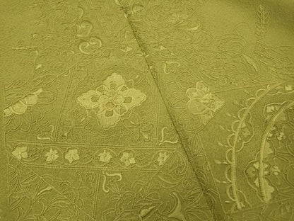 平和屋着物▼中国三大刺繍　スワトウ刺繍　汕頭刺繍　総刺繍　無地絵羽訪問着　色紙花文　根岸色　正絹　逸品　DABI7405fe
