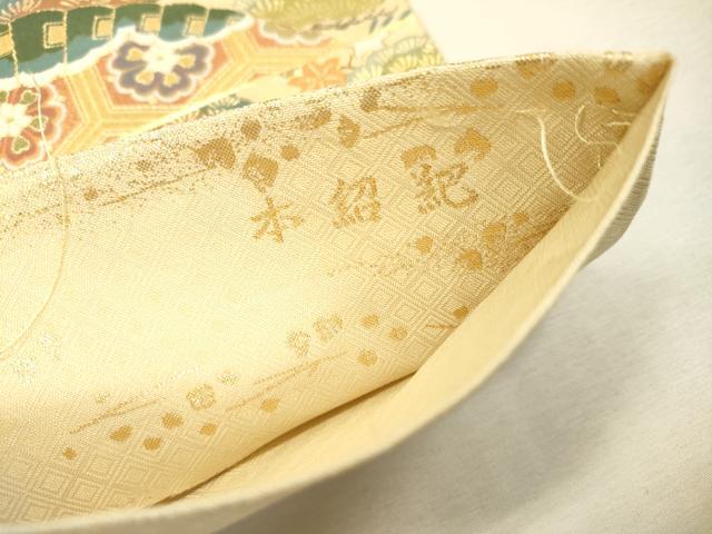 平和屋着物▼六通柄袋帯　本紹巴　歌絵物語　松彩鏡裏御殿文　金糸　正絹　逸品　DABI7419fe