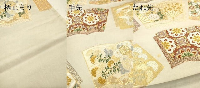 平和屋着物▼六通柄袋帯　唐織　正倉院飛鶴花文　金糸　正絹　逸品　DABI7426fe